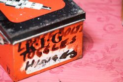 Vintage KLG Sparking Plugs Pictorial Tin Container Box