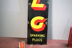 Vintage KLG Sparking Plugs Small Strip Enamel Sign 