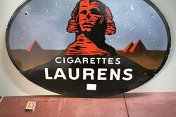 Vintage LAURENS Cigarettes Oval Pictorial Enamel Sign 
