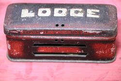 Vintage LODGE Spark Plug Tin