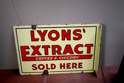 Vintage LYONS Extract Coffee & Chicory Double Enamel Sign #