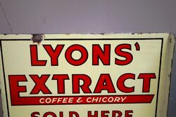Vintage LYONS Extract Coffee and Chicory Double Enamel Sign 