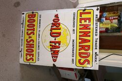 Vintage Lennards WorldFamed Boots and Shoes Enamel Sign 
