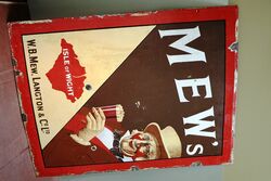 Vintage MEW's Pictorial Enamel Pub Advertising Sign. #
