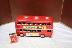 Vintage MF844 Express Toys Litho Double Decker Bus.