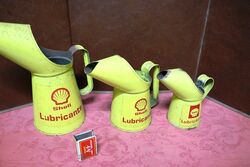 Vintage Matched Set of 3 Shell Lubricants Oil Jugs