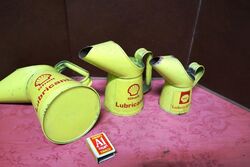 Vintage Matched Set of 3 Shell Lubricants Oil Jugs