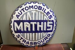 Vintage Mathis Automobiles Convex Enamel Sign 