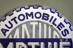 Vintage Mathis Automobiles Convex Enamel Sign 