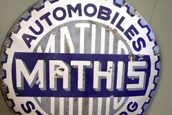 Vintage Mathis Automobiles Convex Enamel Sign 