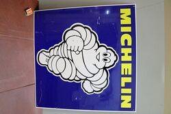 Vintage Michelin Tyres Aluminium Adv Square Sign  