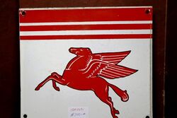 Vintage Mobil Plume Pegasus Enamel Advertising Sign  