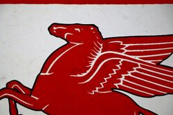 Vintage Mobil Plume Pegasus Enamel Advertising Sign  