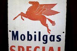 Vintage Mobilgas Special Pegasus Enamel Sign 
