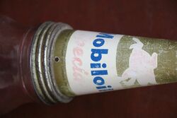 Vintage Mobiloil 1lt Oil Bottle with Pegasus Tin Top
