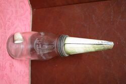 Vintage Mobiloil 1lt Oil Bottle with Pegasus Tin Top