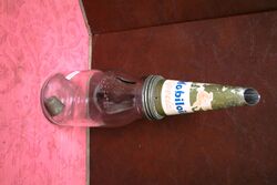 Vintage Mobiloil 1lt Oil Bottle with Pegasus Tin Top
