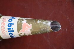 Vintage Mobiloil 1lt Oil Bottle with Pegasus Tin Top
