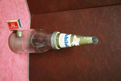 Vintage Mobiloil 1lt Oil Bottle with Pegasus Tin Top