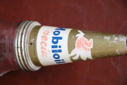 Vintage Mobiloil 1lt Oil Bottle with Pegasus Tin Top