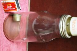 Vintage Mobiloil 1lt Oil Bottle with Pegasus Tin Top