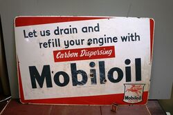 Vintage Mobiloil Carbon Dispensing Oil Enamel Sign, #