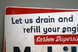 Vintage Mobiloil Carbon Dispensing Oil Enamel Sign 
