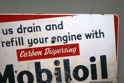 Vintage Mobiloil Carbon Dispensing Oil Enamel Sign 