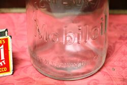 Vintage Mobiloil Embossed Quart Bottle with Arctic Tin Top 