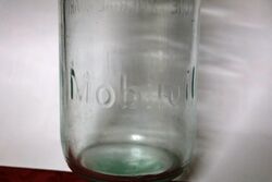 Vintage Mobiloil Embossed Quart Bottle with BB 50 Tin Top 