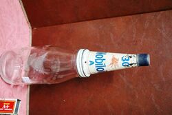 Vintage Mobioil Embossed Quart Bottle & A-30 Tin Top.