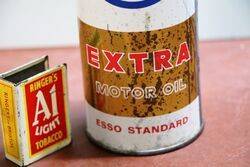 Vintage New Old Stock Esso Extra Motor Oil Tin