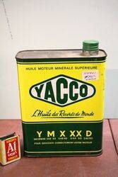 Vintage New Old Stock Yacco Motor Oil Tin