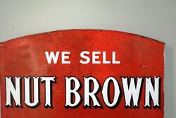 Vintage Nut Brown Tobacco Double Sided Post Mount Enamel Sign 