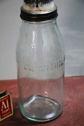 Vintage One Imperial Quart Oil Bottle with Tin Top