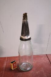 Vintage One Imperial Quart Oil Bottle with Tin Top