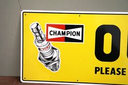 Vintage Pair of New Old Stock Champion In Out Tin Signs