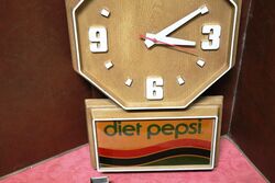 Vintage Pepsi Wall Clock Impact International Plastic Woodgrain 1970s 