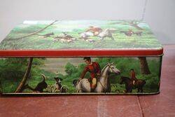 Vintage Pictorial Biscuit Tin Depicting a Classic Hunting Scene