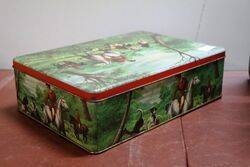 Vintage Pictorial Biscuit Tin Depicting a Classic Hunting Scene