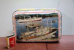 Vintage Pictorial Tin Depicting Ships & Boats. 