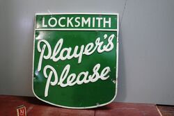 Vintage Players Please Locksmith Embossed Tin Sign 