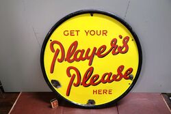 Vintage Players Please Round Enamel Advertising Sign 