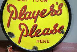 Vintage Players Please Round Enamel Advertising Sign 