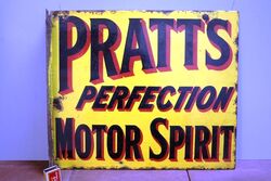 Vintage Pratt's Perfection Motor Spirit Double Sided Enamel Sign. #