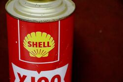 Vintage Red Shell X100 Motor Oil 2030 One Quart Tin