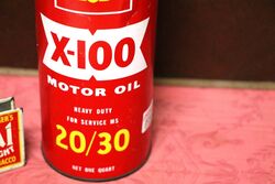 Vintage Red Shell X100 Motor Oil 2030 One Quart Tin