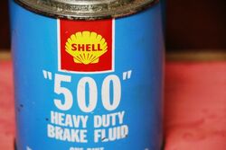 Vintage Shell 500 Heavy Duty Brake Fluid 1 pint Blue Tin