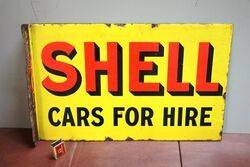 Vintage Shell Cars For Hire Double Sided Enamel Sign