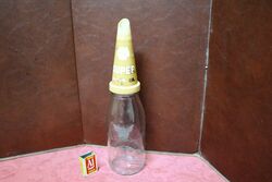 Vintage Shell Embossed One Quart Oil Bottle.